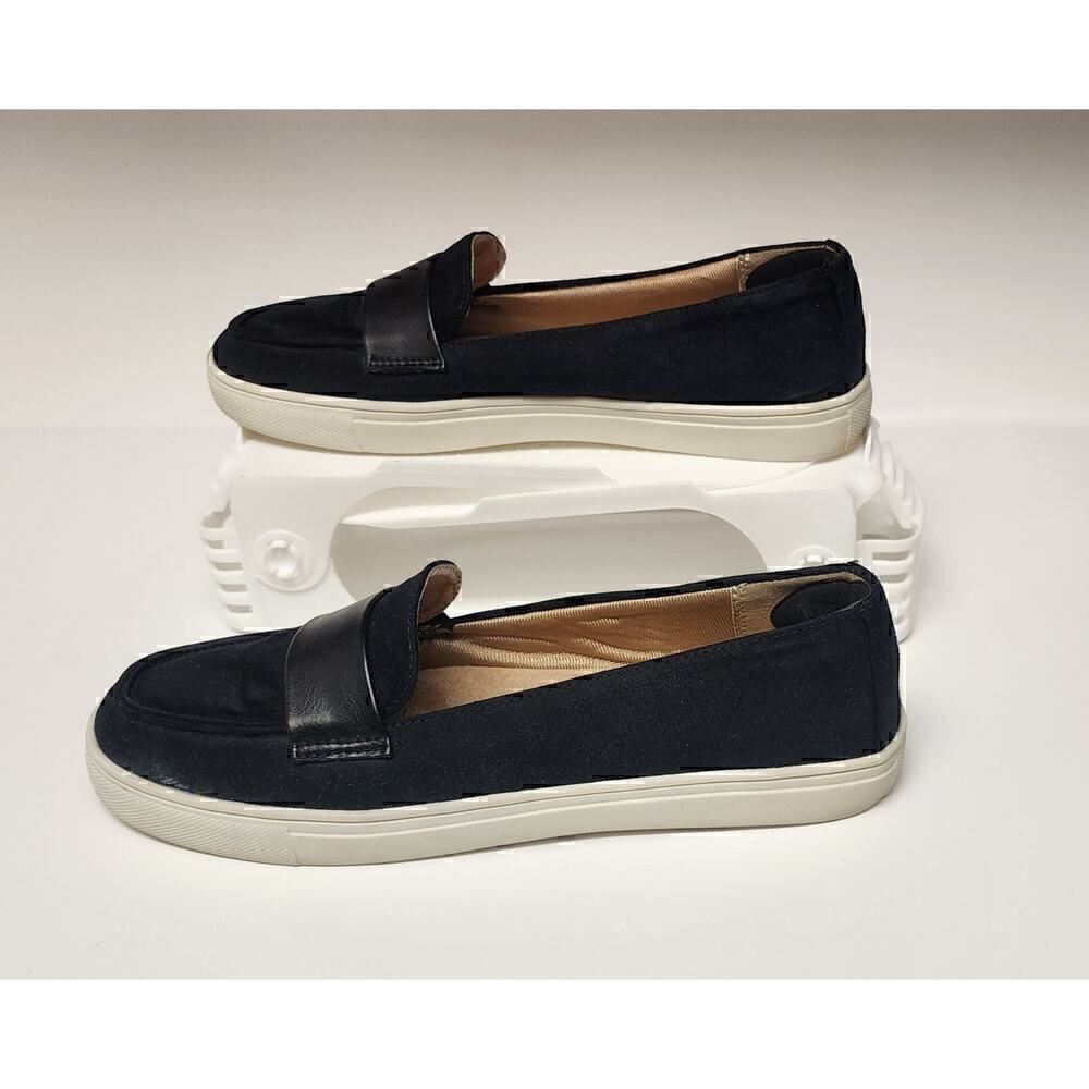 Life Stride Women's Transport Slip-On Black Faux Suede Loafer Shoes Size 8.5M